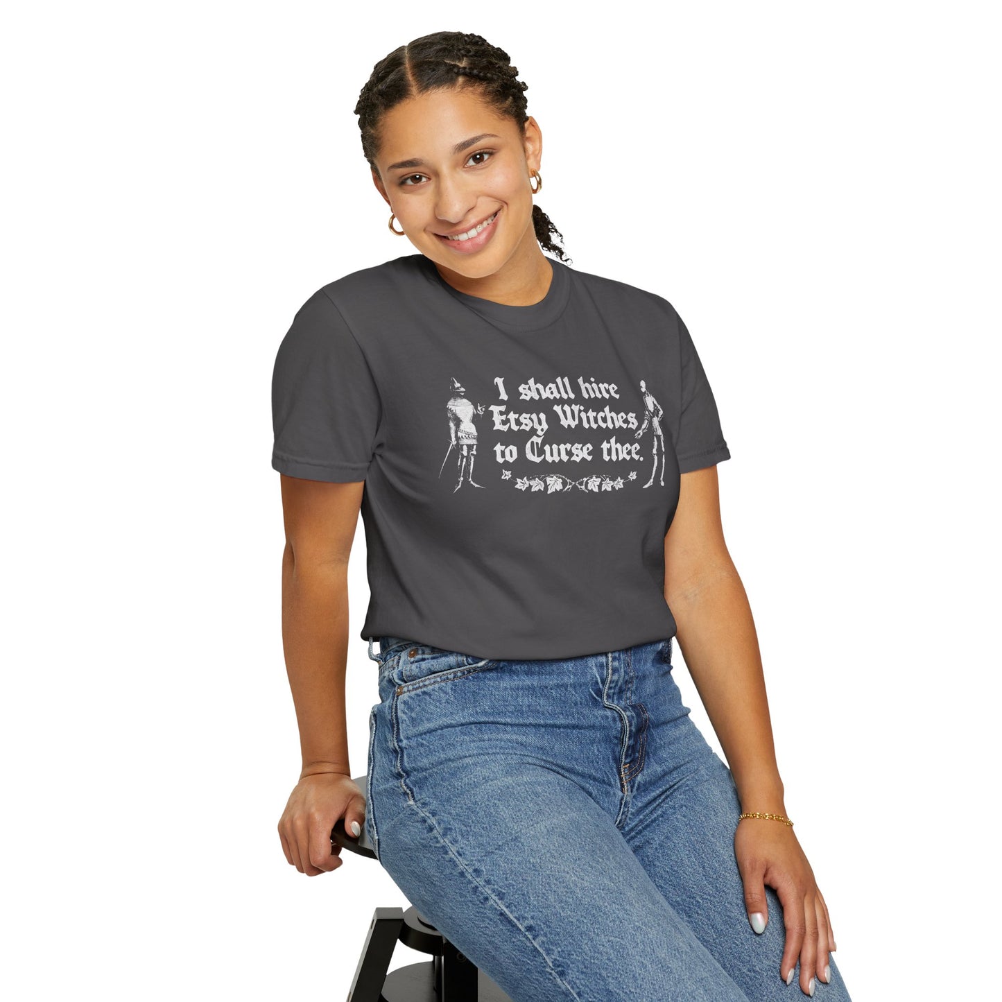 I Shall Hire Etsy Witches to Curse Thee Funny Graphic T-Shirt – Witchy Humor Tee