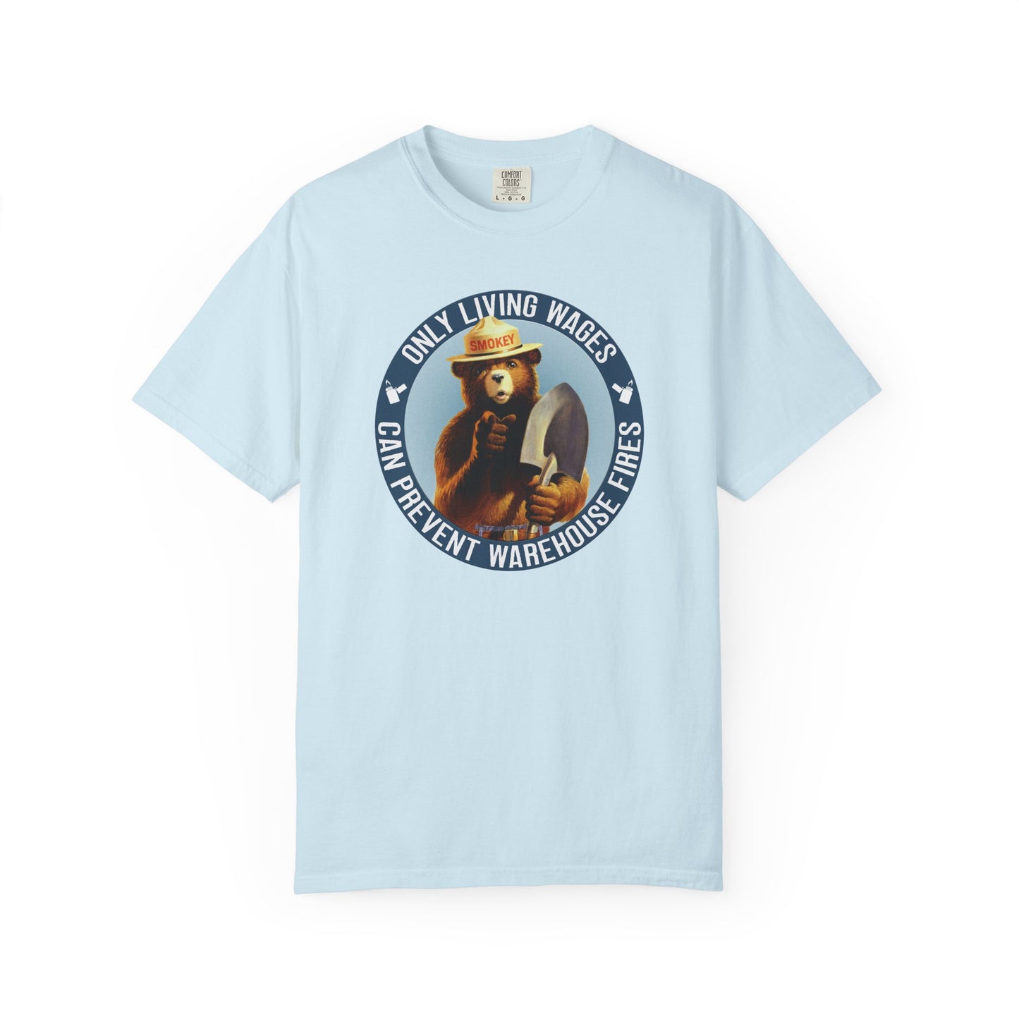 Smokey Bear Living Wages Funny T-Shirt – Workers Rights Graphic Tee