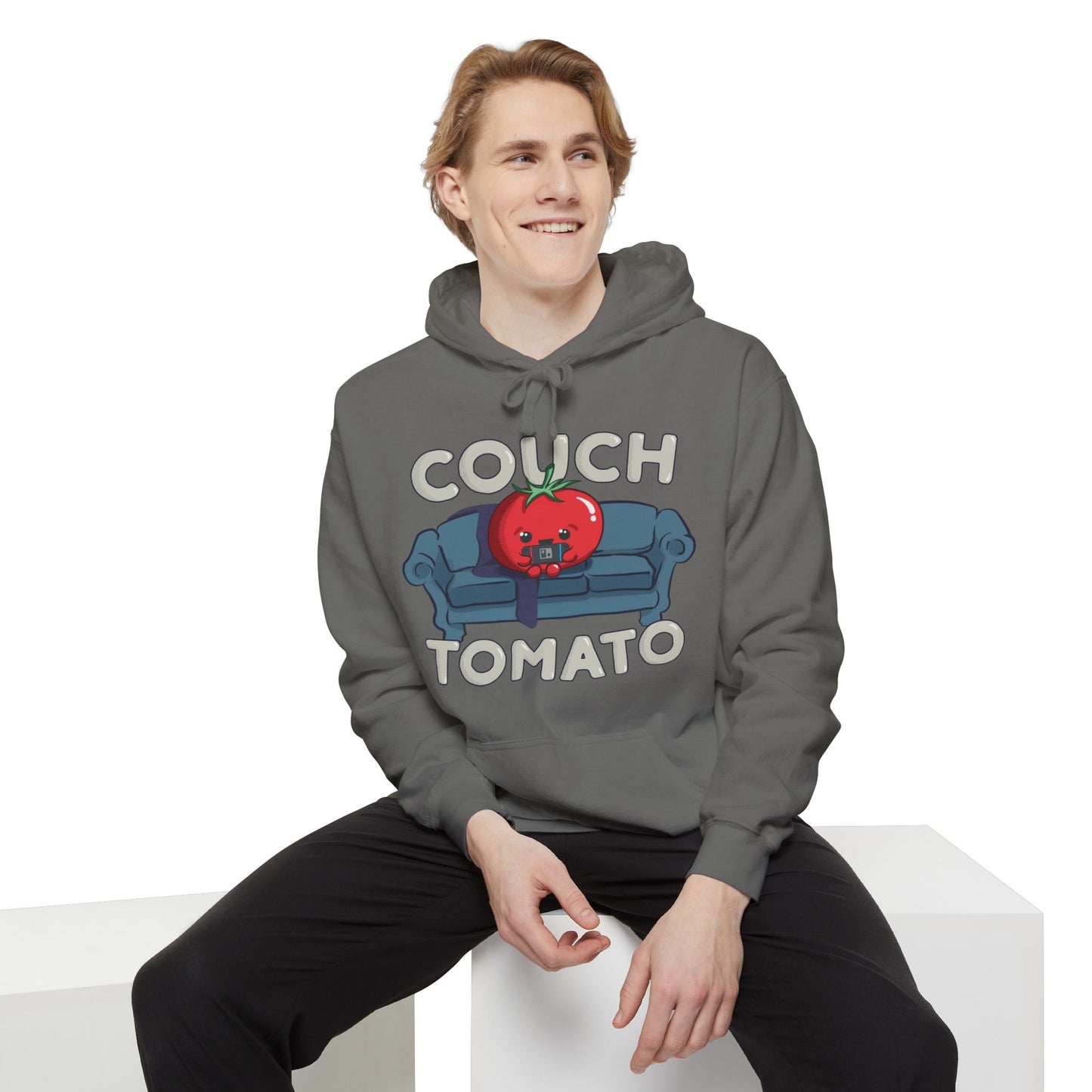 Cozy Couch Tomato Premium Hoodie | Unisex Garment-Dyed Pullover
