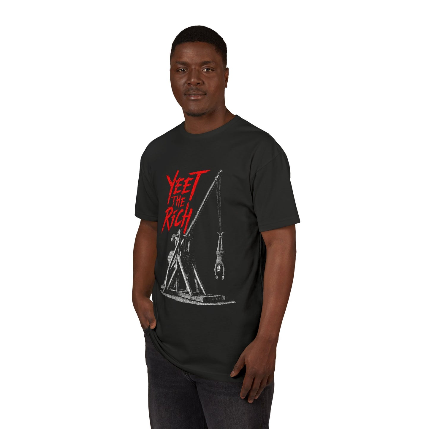 Yeet The Rich Graphic T-Shirt on Unisex Sueded Tee