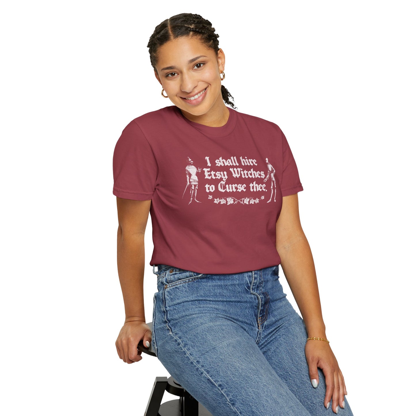 I Shall Hire Etsy Witches to Curse Thee Funny Graphic T-Shirt – Witchy Humor Tee