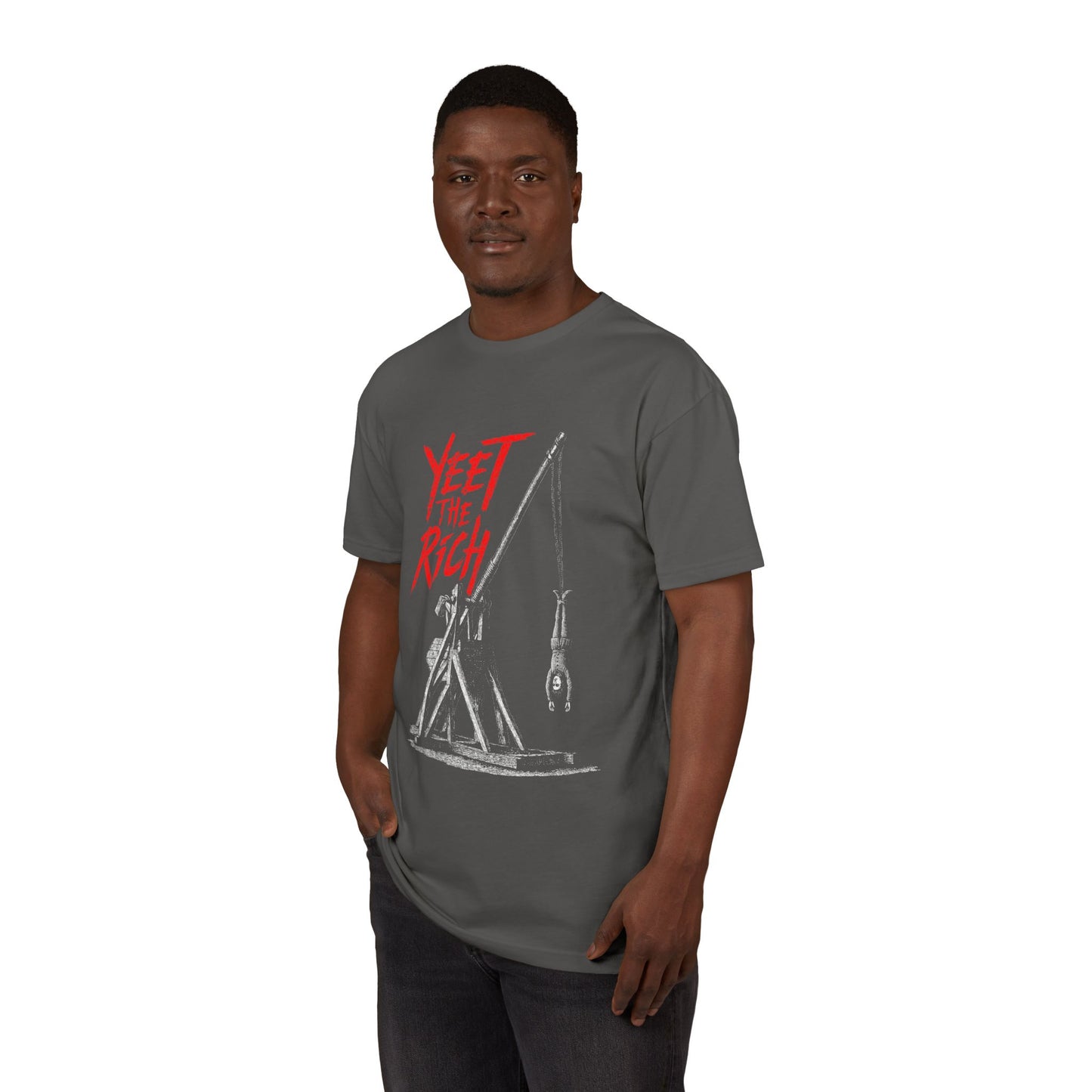 Yeet The Rich Graphic T-Shirt on Unisex Sueded Tee