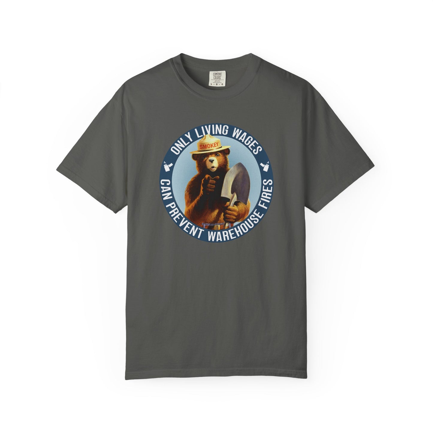 Smokey Bear Living Wages Funny T-Shirt – Workers Rights Graphic Tee