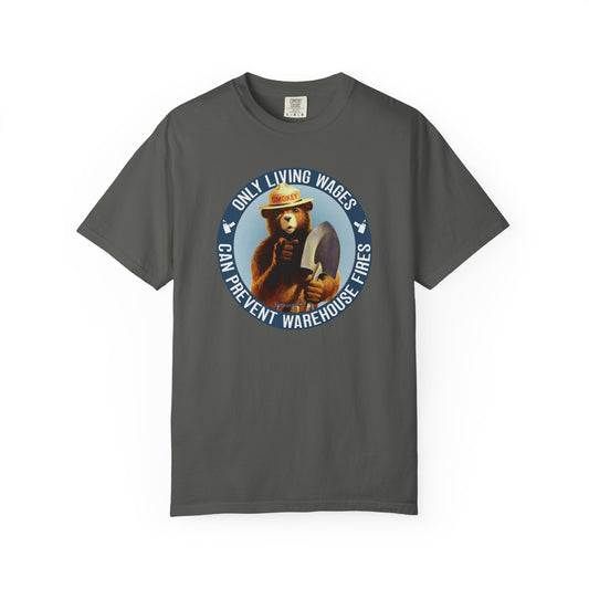Smokey Bear Living Wages Funny T-Shirt – Workers Rights Graphic Tee